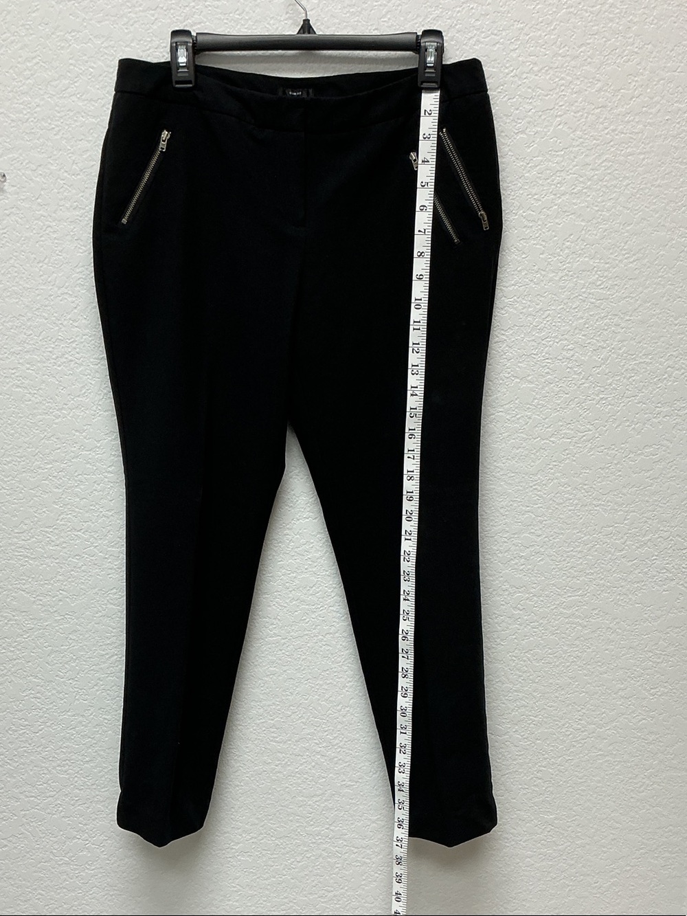 Women's Black Ponte Ankle Pants with Zip Pocket Detail